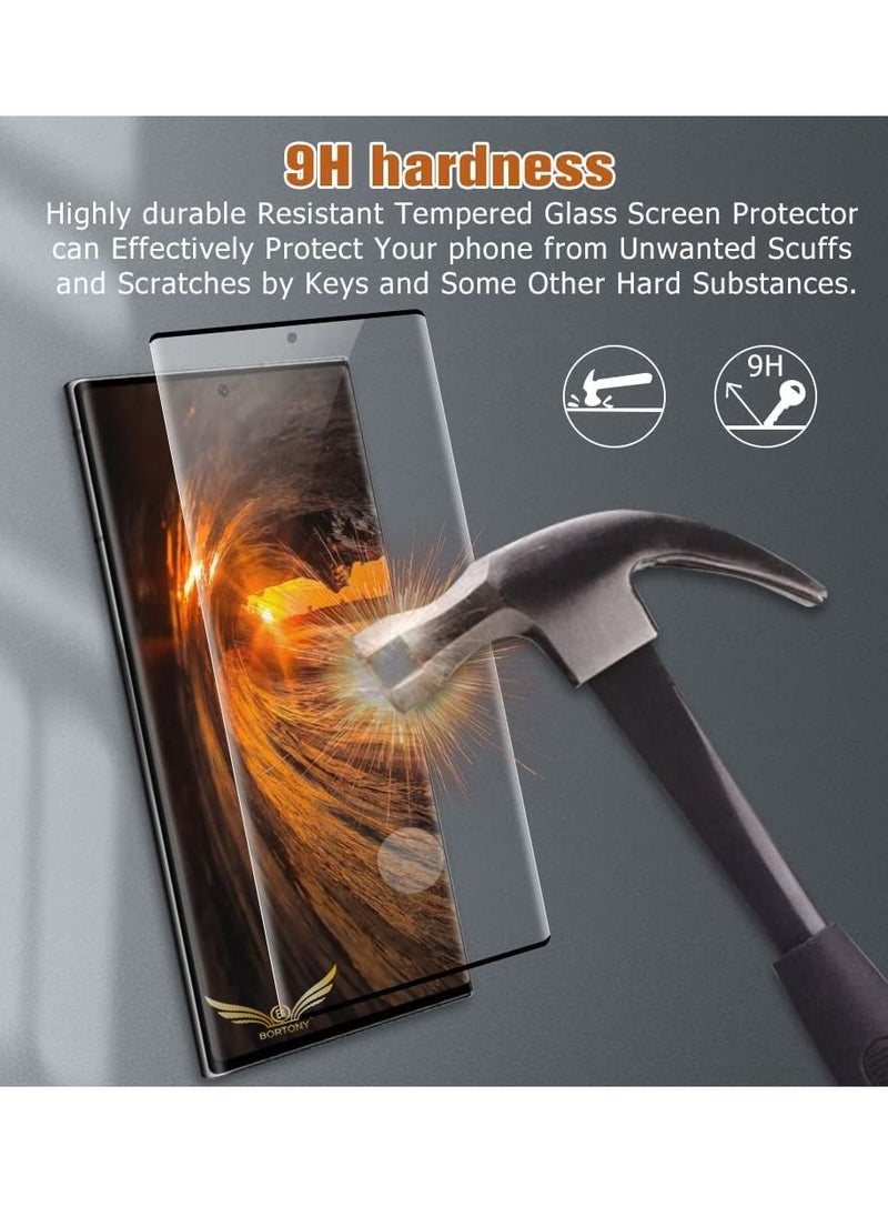 BORTONY Galaxy S23 Ultra 9D Screen Protector with Camera Lens Protector 2+2 HD Tempered Glass 3D Curved Bubble-Free Support Fingerprint Unlock for Samsung Galaxy S23 Ultra 5G 6.8 Inch  - Image 3