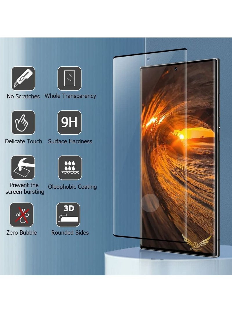 BORTONY Galaxy S23 Ultra 9D Screen Protector with Camera Lens Protector 2+2 HD Tempered Glass 3D Curved Bubble-Free Support Fingerprint Unlock for Samsung Galaxy S23 Ultra 5G 6.8 Inch  - Image 2