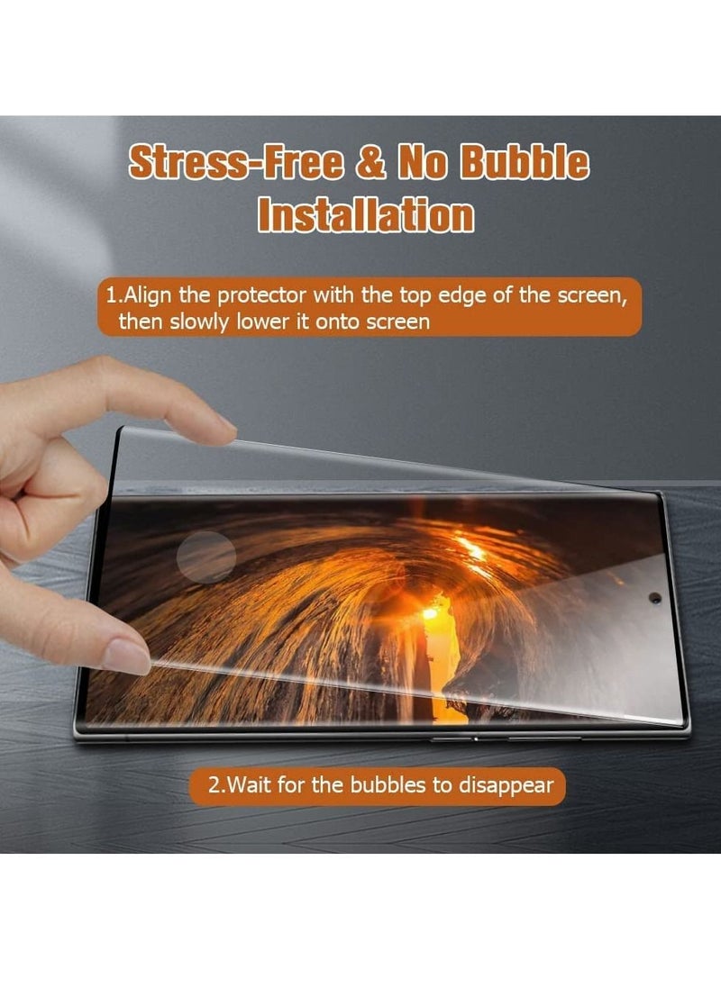 BORTONY Galaxy S23 Ultra 9D Screen Protector with Camera Lens Protector 2+2 HD Tempered Glass 3D Curved Bubble-Free Support Fingerprint Unlock for Samsung Galaxy S23 Ultra 5G 6.8 Inch  - Image 5