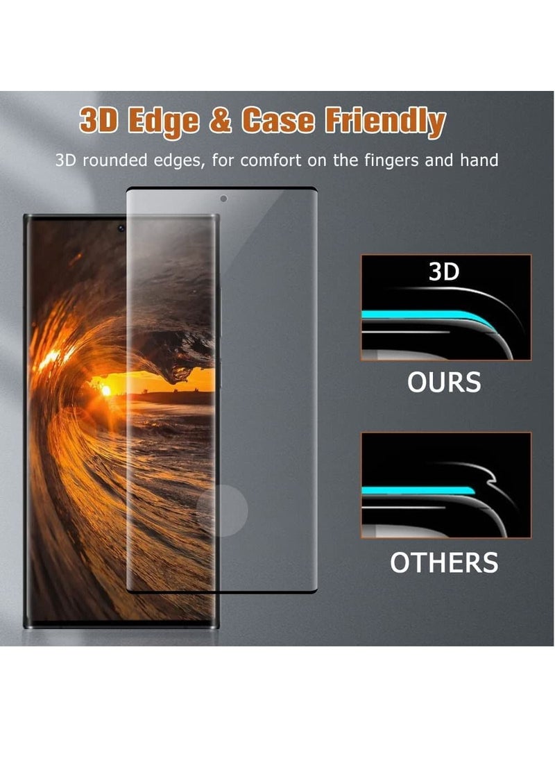 BORTONY Galaxy S23 Ultra 9D Screen Protector with Camera Lens Protector 2+2 HD Tempered Glass 3D Curved Bubble-Free Support Fingerprint Unlock for Samsung Galaxy S23 Ultra 5G 6.8 Inch  - Image 4
