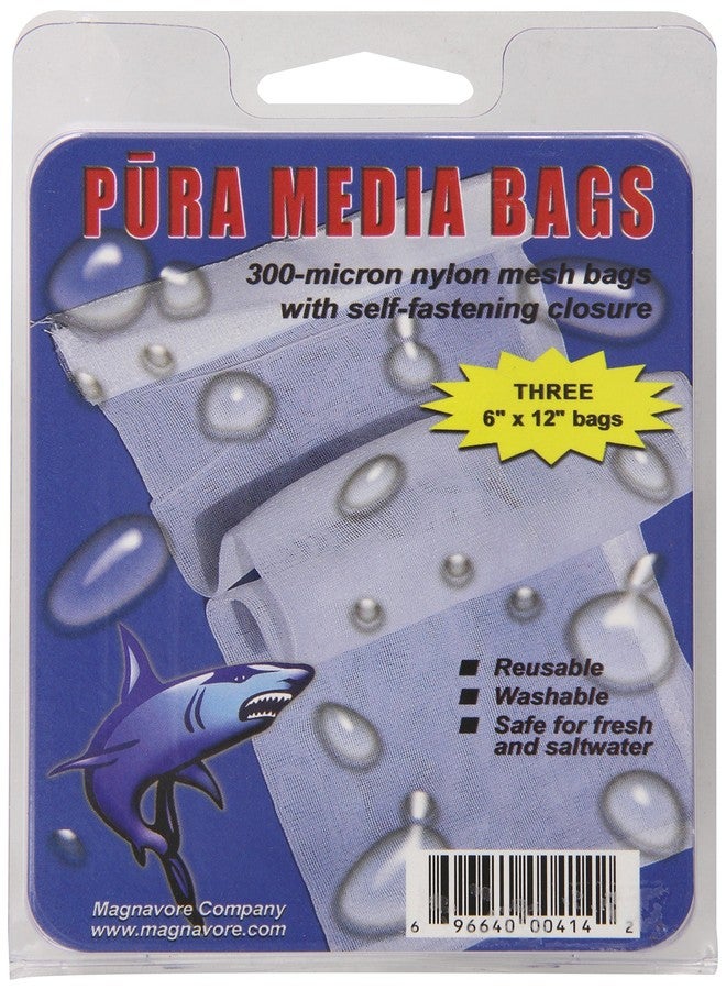 Pura (Magnavore) APU00414 3-Pack 300-Micron Media Bags for Aquarium Filter, 6 by 12-Inch - Image 1