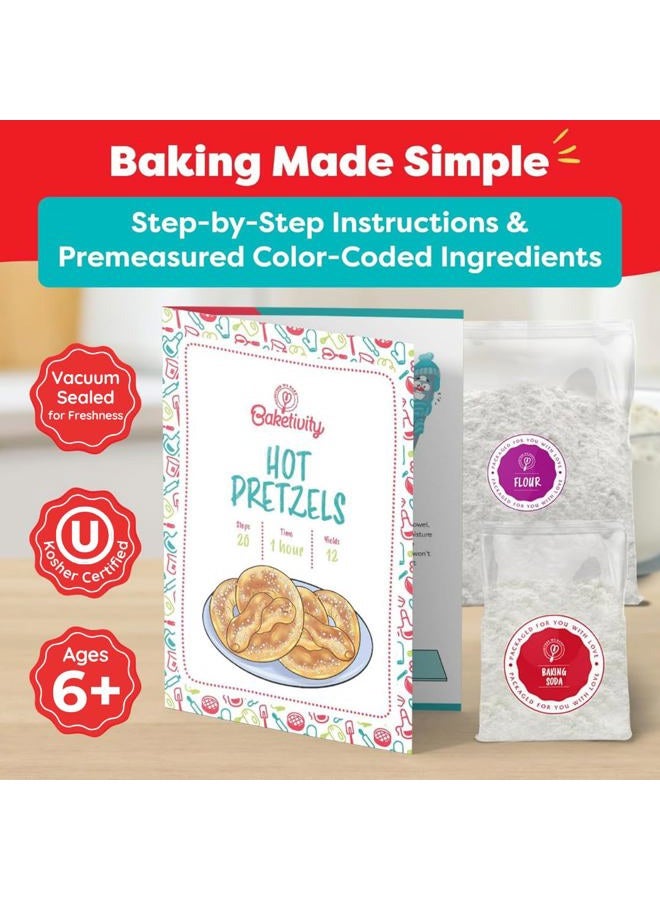Baketivity Kids Baking Set, Meal Cooking Party Supply Kit for Teens, Real Fun Little Junior Chef Essential Kitchen Lessons, Includes Pre-Measured Ingredients (Baketivity Kit, Pretzel) - Image 2