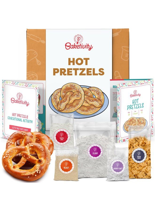 Baketivity Kids Baking Set, Meal Cooking Party Supply Kit for Teens, Real Fun Little Junior Chef Essential Kitchen Lessons, Includes Pre-Measured Ingredients (Baketivity Kit, Pretzel) - Image 1