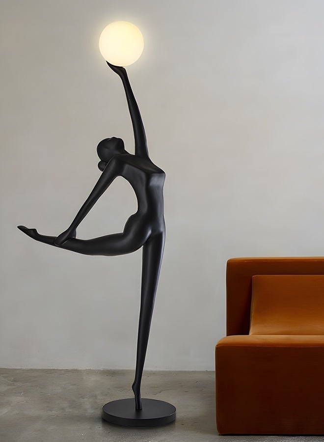 Floor Lamp Black Ballet Dancer Sculpture Floor Lamp - Light Luxury Art Design Lighting, FRP Material & Marble Base, E27 Light Source with Foot Switch, Elegant Decorative Lamp for Living Room Bedroom Hotel Villa Model House Home Decoration - Image 4