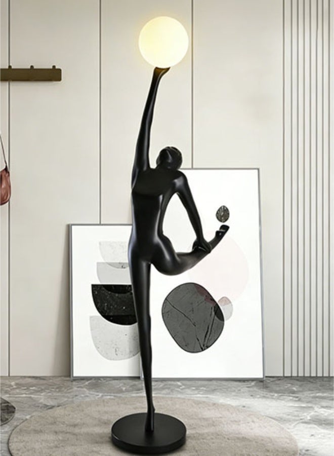 Floor Lamp Black Ballet Dancer Sculpture Floor Lamp - Light Luxury Art Design Lighting, FRP Material & Marble Base, E27 Light Source with Foot Switch, Elegant Decorative Lamp for Living Room Bedroom Hotel Villa Model House Home Decoration - Image 3
