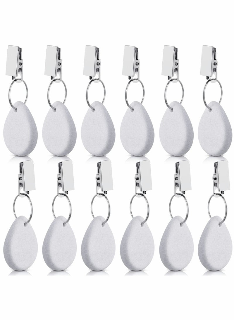 SYOSI Tablecloth Weights Tablecloth Pendant Teardrop Shape Table Cover Weights Stone Table Weights Hangers with Metal Clip for Tablecloth Decoration Family Dinner Outdoor Picnic (White)12 Pieces - Image 1