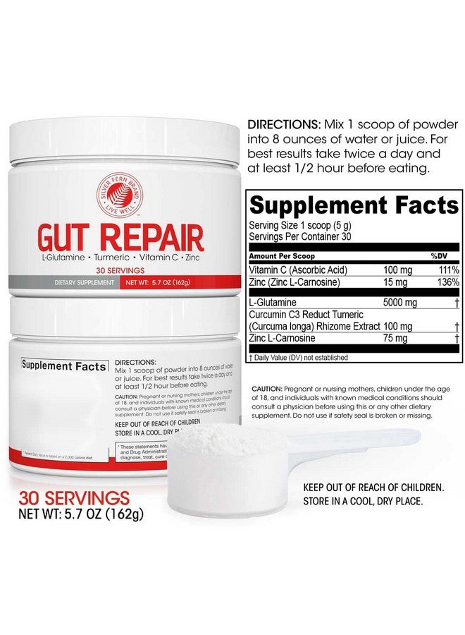 Silver Fern Gut Repair - Digestive Health Supplement Powder - L-Glutamine, Curcumin, Zinc & Ascorbic Acid (2 Tubs - 60 Servings) - Image 2