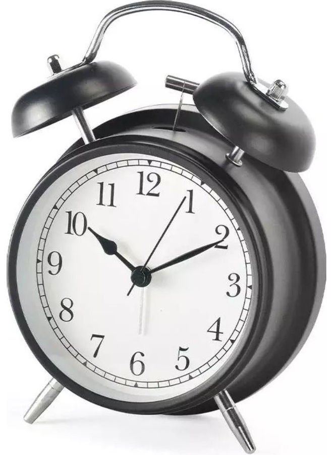 ZENHOME Silent Steel Alarm Clock with Twin Bell Black 4inch - Image 1