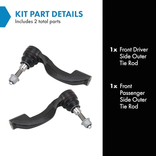 TRQ Front Outer Tie Rod Driver and Passenger Side Compatible with 2013-2019 Cadillac ATS 2014-2019 Cadillac CTS - Image 2