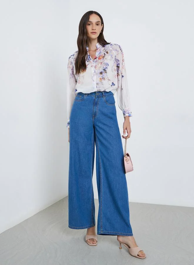 Styli Styli Floral Print Balloon Sleeve Blouse