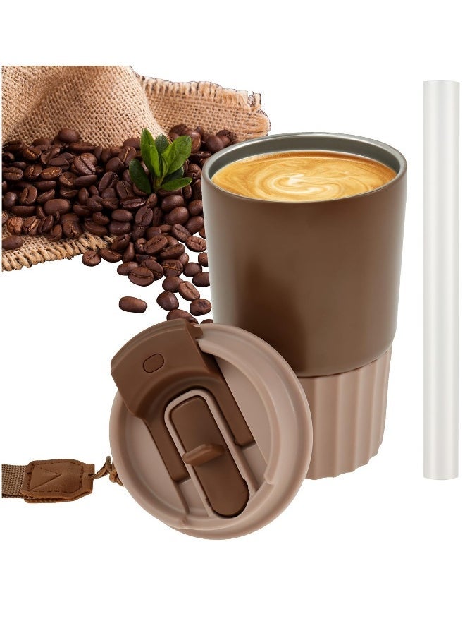 Travel Coffee Mug, 15.2oz Insulated Stainless Steel Coffee Cup with Lanyard, Spill Proof Double Wall Vacuum Tumbler, Reusable To-Go Mug for Hot/Iced Coffee and Tea (Twilight Grey)