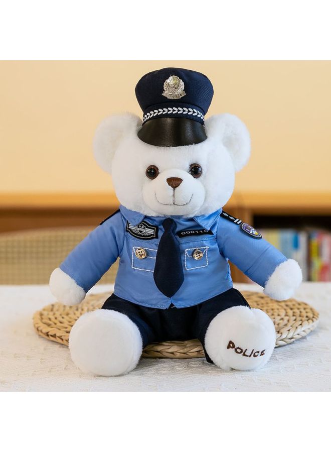 Corn Doll Special Police Bear Police Doll Traffic Police Bear Fire Souvenir Promotional Gifts-Specifications:Rabbit Plush White Police-Color:25cm  - Image 1