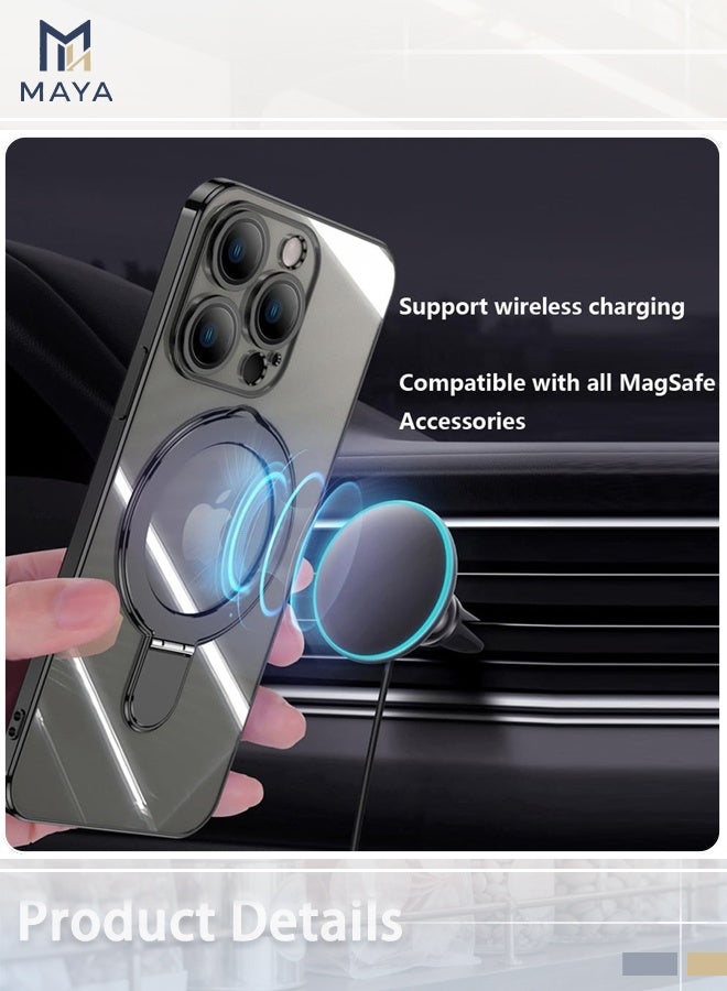 Maya iPhone 16 Pro Max Magsafe Case Foldable Ring,Strong Magnetic,Sturdy & Versatile Stand,Drop Protection,iPhone 16 Pro Max Magnetic Stand Cover Anti-Fingerprint Anti-Scratch - Image 3