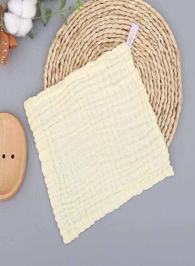 Zebroc 28×28 cm Baby Muslin Burp Cloth | 100% Cotton 6-Layer Gauze Face & Body Towel | Super Absorbent & Quick-Dry Baby Washcloth for Newborns | Multi-Colour Muslin Wipes (4, Yellow (28 X 28 CM)) - Image 1