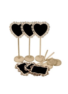 KASTWAVE 15 Pcs Mini Portable Wooden Blackboard, Small Chalkboard Signs Love Heart Shape Food Signs for Wedding, Birthday Parties, Table Numbers and Special Event Decoration  - Image 3