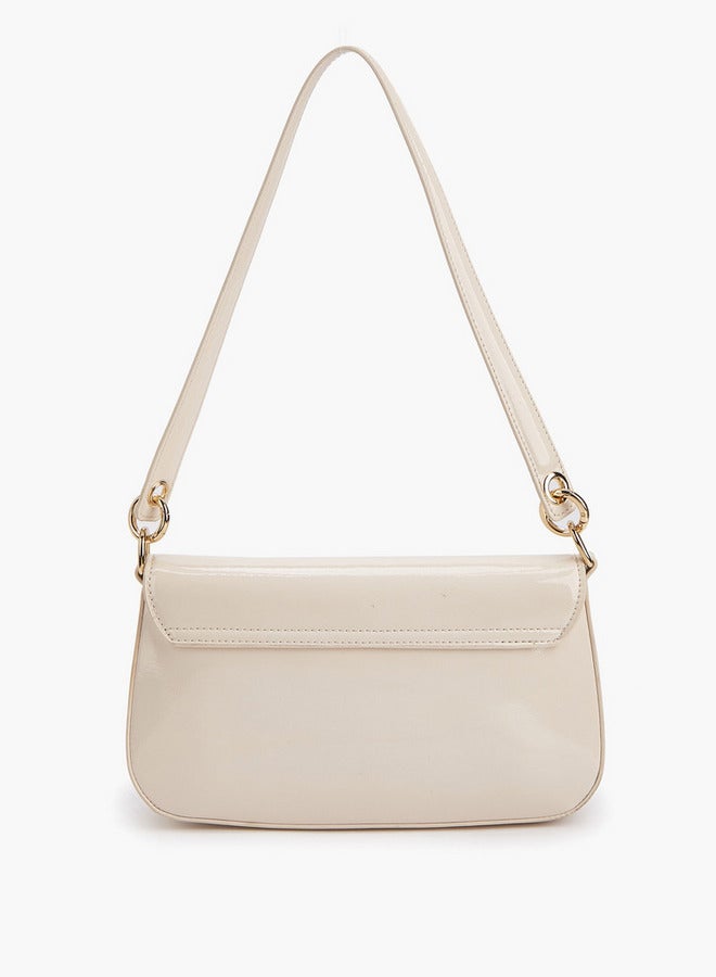 Flora Bella By Shoexpress Solid Shoulder Bag with Strap Handle and Flap Closure  - Image 2