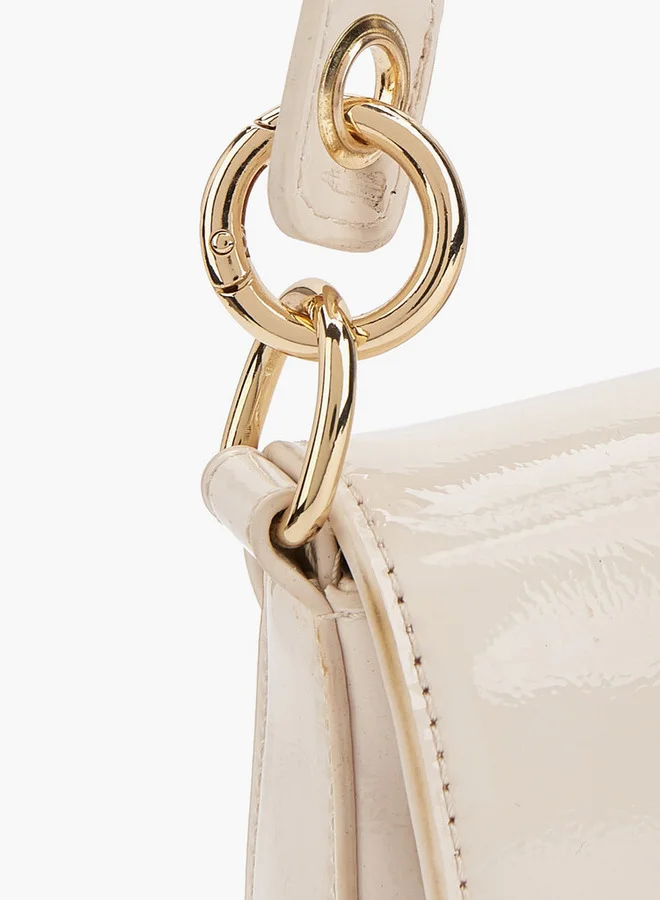 Flora Bella By Shoexpress Solid Shoulder Bag with Strap Handle and Flap Closure