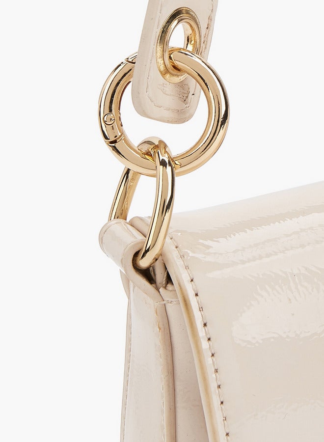Flora Bella By Shoexpress Solid Shoulder Bag with Strap Handle and Flap Closure  - Image 3