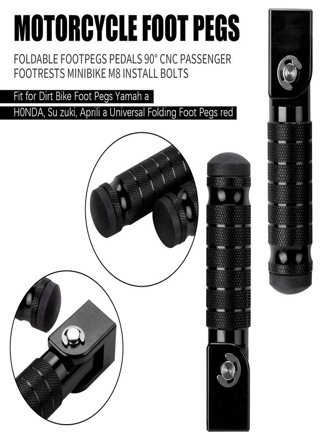 MWMNUN Motorcycle Foot Pegs, Foldable Footpegs Pedals 90° CNC Passenger Footrests Minibike M8 Install Bolts Fit for Dirt Bike Foot Pegs Yamah a, H0NDA, Su zuki, Aprili a Universal Folding Foot Pegs - Image 4