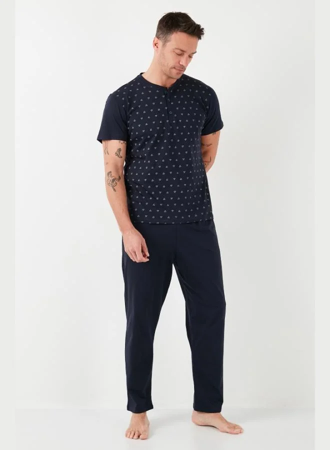 Buratti  Buratti Cotton Elastic Waist Regular Fit Short Sleeve Pajama Set Men's Pajama Set 6572009 for Men | Best Price UAE