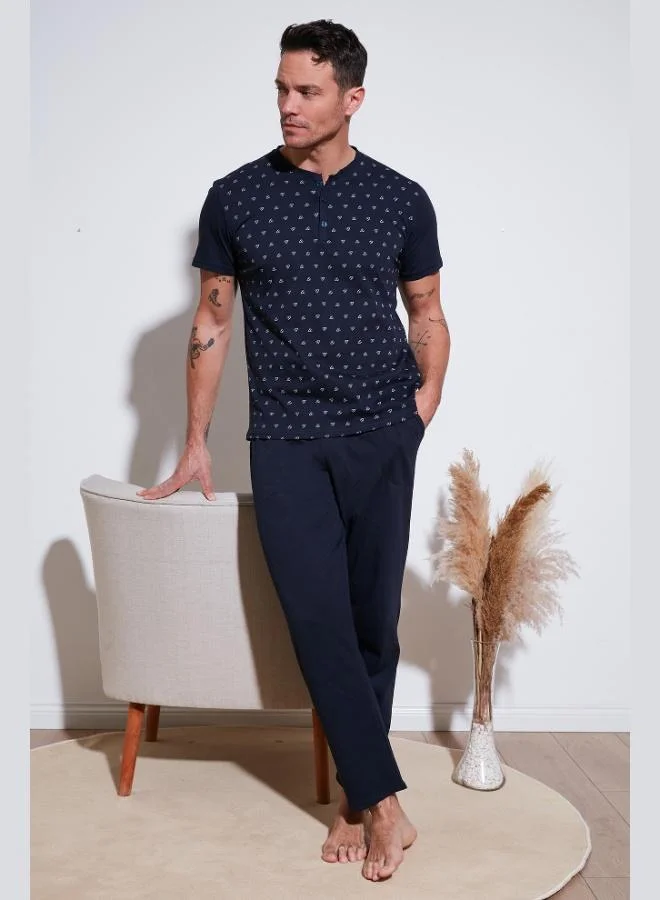 Buratti Cotton Elastic Waist Regular Fit Short Sleeve Pajama Set Men's Pajama Set 6572009