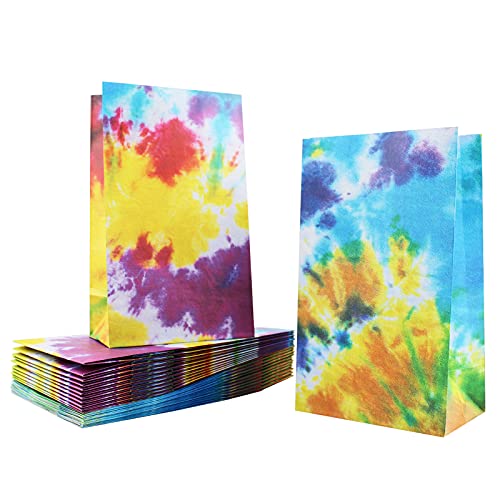 Septo Tie Dye Party Favor Bags, 24 Pieces Camouflage Treat Goody Bags Retro Gift Bags Colorful Kids Party for Birthday Retro Theme - Image 1