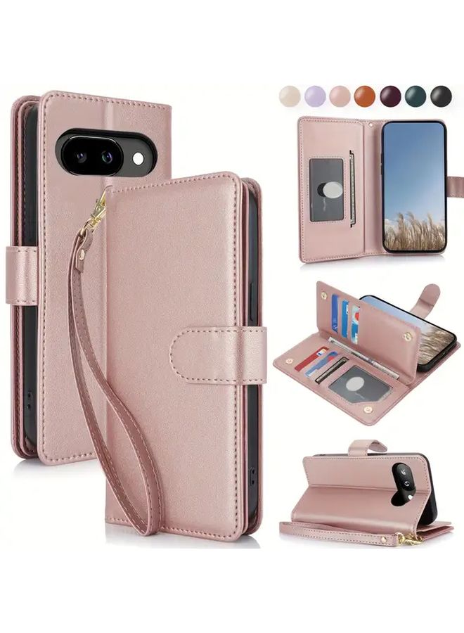 Light Purple Faux Leather Wallet Case for Google Pixel 6a with Stand Card Slots Strap RFID Blocking - Image 1