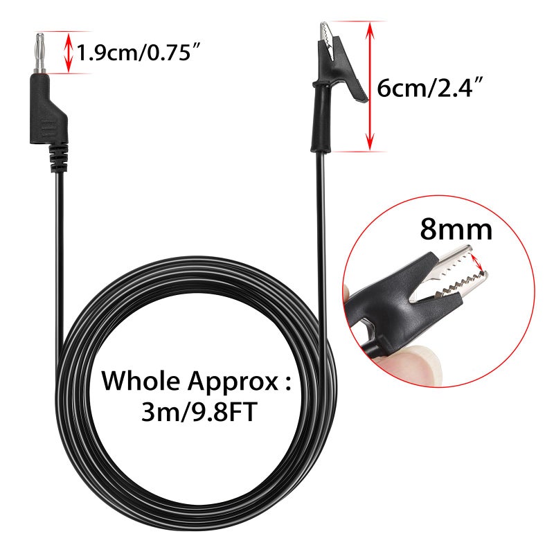 Sumnacon Multimeter Banana Plug to Crocodile Alligator Clip Test Probe, 5PC 4mm Stackable Colorful Silicone Banana Plug to Alligator Clip Test Probe Lead Wire Cable 9.8Ft/3M - Image 4