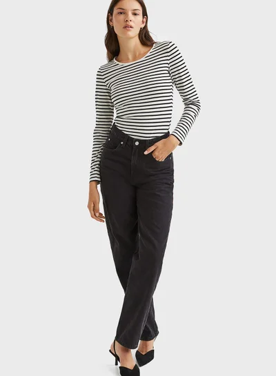 H&M Striped Round Neck Top
