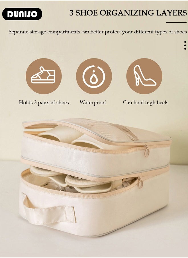 DUNISO Shoe Bag for Travel Holds 4 Pair of Shoes, Shoe Organizer Storage Pouch for Packing with Zipper for Men and Women, Travel and Daily Use for Flying Carry on Luggage Travel Accessories  - Image 5