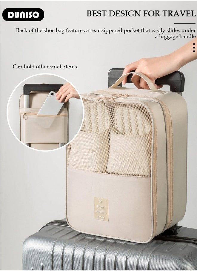 DUNISO Shoe Bag for Travel Holds 4 Pair of Shoes, Shoe Organizer Storage Pouch for Packing with Zipper for Men and Women, Travel and Daily Use for Flying Carry on Luggage Travel Accessories  - Image 2