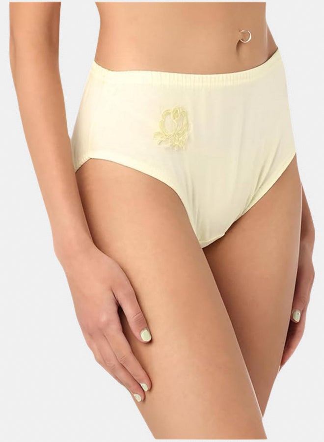 Dahab Cotton Set Of 2 Pieces Elastic Waist Brief Embroidered Flower For Women - Image 2