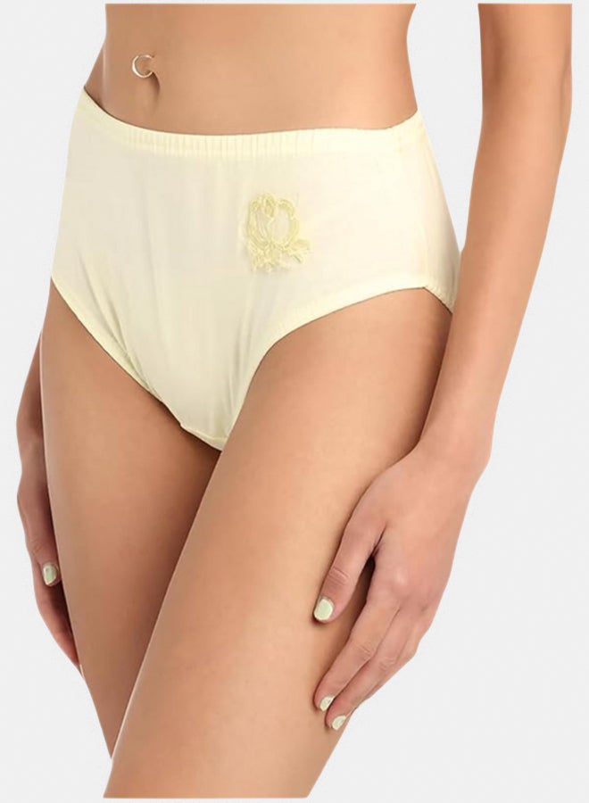 Dahab Cotton Set Of 2 Pieces Elastic Waist Brief Embroidered Flower For Women - Image 3