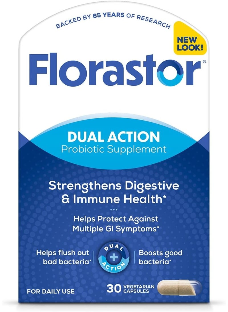 Florastor Probiotics for Digestive And Immune Health, 30 Capsules for Women And Men, Helps Flush Out Bad Bacteria, Packaging May Vary - Image 1