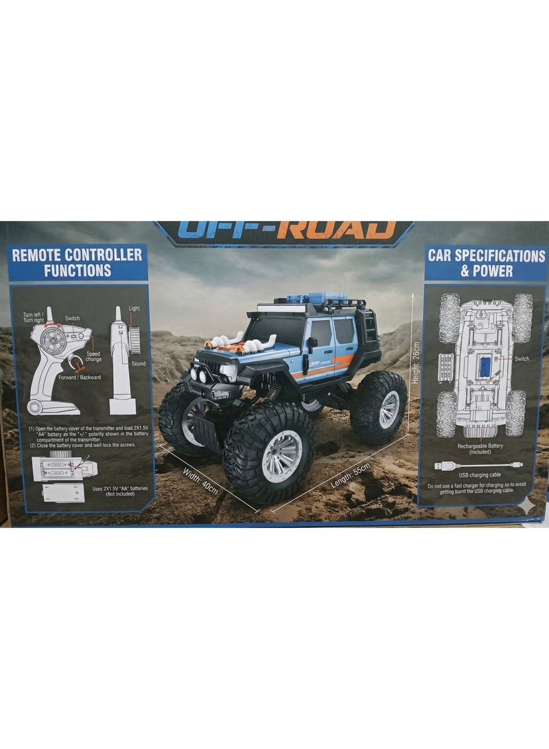 BIG 4WD RC Rock Crawler – Alloy Die-Cast Off-Road Jeep with 2-Speed Transmission, LED Flowing Lights, Sound Effects & 2.4GHz Remote Control – High-Performance Climbing Vehicle (7.4V Rechargeable) - Image 3