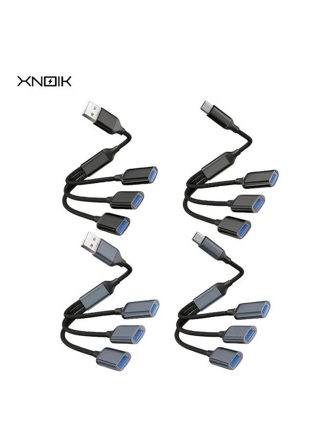 Alloy Black USB 3 Port Extension Cable Nylon Braided Metal Finish Charging Data Transfer - Image 2