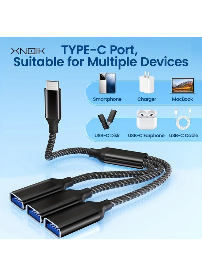 Alloy Black USB 3 Port Extension Cable Nylon Braided Metal Finish Charging Data Transfer - Image 3