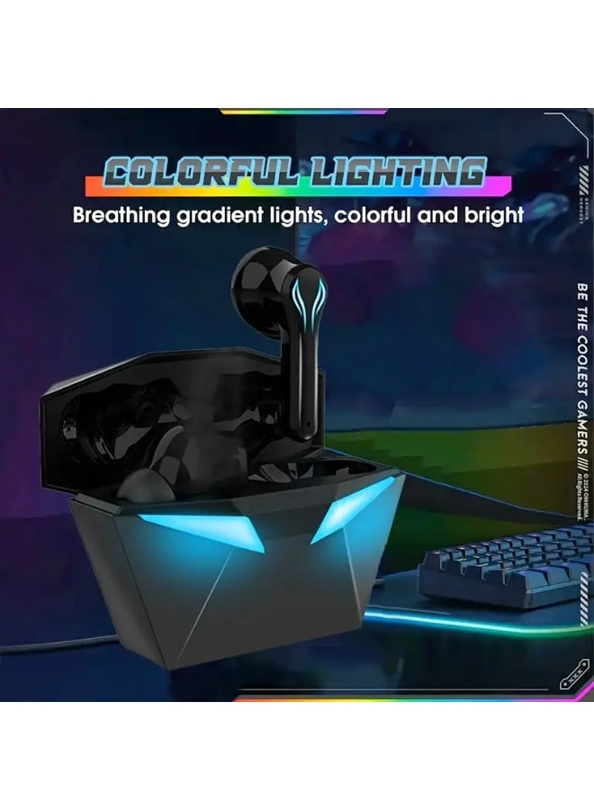 كيلا سماعة ألعاب الضوء الأزرق، سماعة بلوتوث لاسلكية مع أضواء عين LED زرقاء، صوت محيطي ثلاثي الأبعاد، عمر بطارية 40 ساعة، عناصر تحكم باللمس، مثالية للبث المباشر واللاعبين! - Image 3