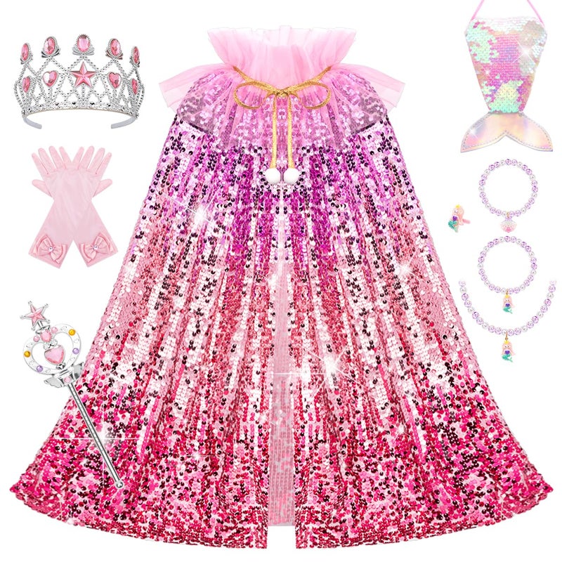 Meland Princess Dress Up for Girls 3-8, Mermaid Dress Up Clothes for Girls Toddler Toys, Birthday Gift for Girl 3 4 5 6 7 8 - Image 1