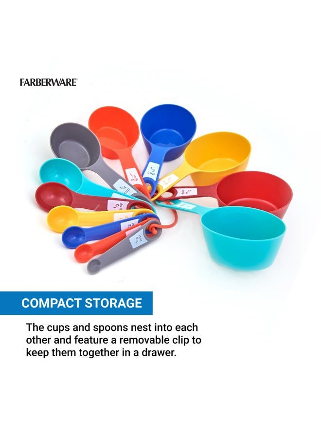 Farberware 12-Piece Measuring Cup and Spoon Set – Color-Coded Kitchen Measuring Tools with Easy-Read Markings, Nesting Design for Compact Storage, Dishwasher Safe - Image 5