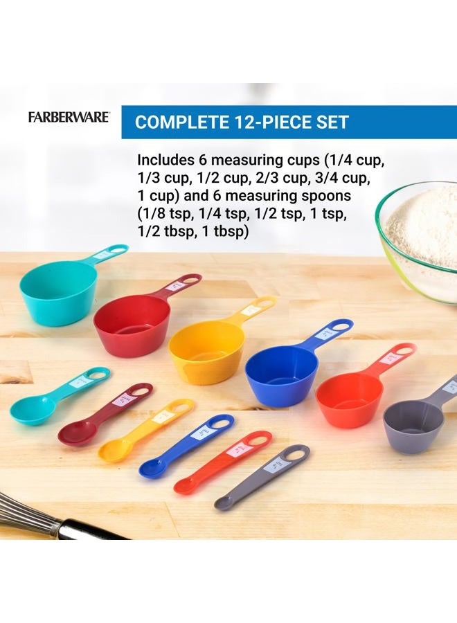 Farberware 12-Piece Measuring Cup and Spoon Set – Color-Coded Kitchen Measuring Tools with Easy-Read Markings, Nesting Design for Compact Storage, Dishwasher Safe - Image 4