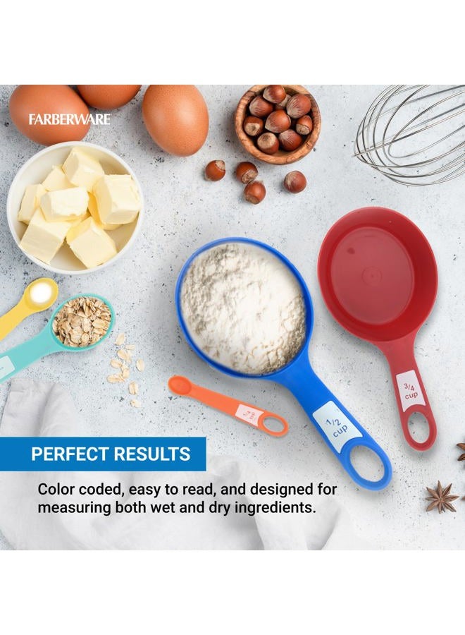 Farberware 12-Piece Measuring Cup and Spoon Set – Color-Coded Kitchen Measuring Tools with Easy-Read Markings, Nesting Design for Compact Storage, Dishwasher Safe - Image 3