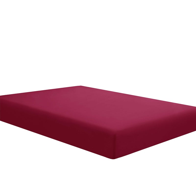 Sfoothome Microfiber Fitted Sheet with Deep Pocket Burgundy Twin Size Fitted Bottom Sheet for Mattress