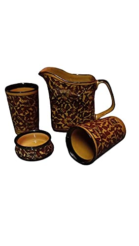 Caffeine Ceramic Stonwear Handmade Brown Shera Combo Set 4 Pieces 1 Jug 2 Glasses and 1 Dip and Souce - Image 5