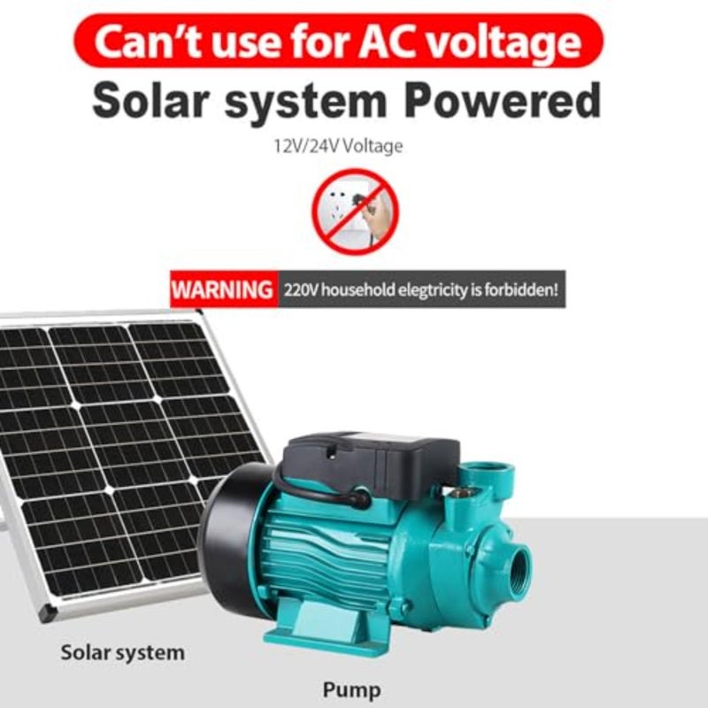 Solar DC Pump, 200W 35L/min 3200 Rpm Self Priming 25m Pump, Compact Lightweight with Cast Aluminum Body and Stainless Steel Plate - Image 4