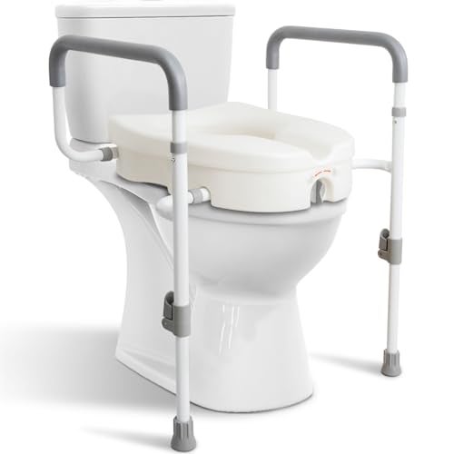 WeHwupe Raised Toilet Seat with Handles for Elderly Toilet Seat Risers for Seniors with Adjustable Padded Arms Elevated Toilet Safety Seat for Standard or Elongated Commode - Image 2