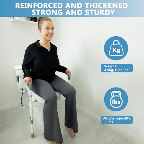 WeHwupe Raised Toilet Seat with Handles for Elderly Toilet Seat Risers for Seniors with Adjustable Padded Arms Elevated Toilet Safety Seat for Standard or Elongated Commode - Image 5