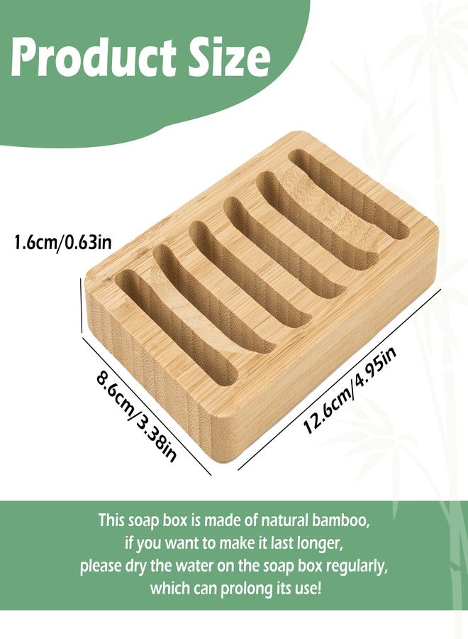 HUGROSE Soap Dish for Shower, 4 Pack Natural Bamboo Bar Soap Holder, Anti-Slip Design for Peace of Mind, Natural and Healthy - Image 5