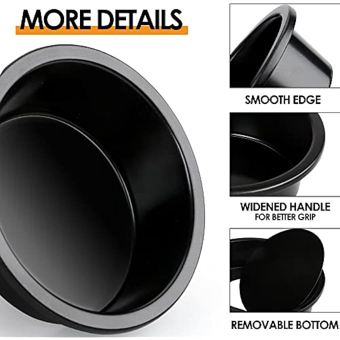 Cake Pan8 Inch Round Cake Pan Set of 3 Nonstick Coating big Baking Cake Pans with Remvable Bottom for BirthdayPartyStainless Steel Circle Cake Tins With Wider Grips for Oven Air Fryer - Image 5