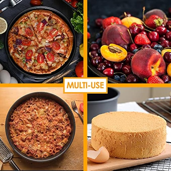 Cake Pan8 Inch Round Cake Pan Set of 3 Nonstick Coating big Baking Cake Pans with Remvable Bottom for BirthdayPartyStainless Steel Circle Cake Tins With Wider Grips for Oven Air Fryer - Image 4